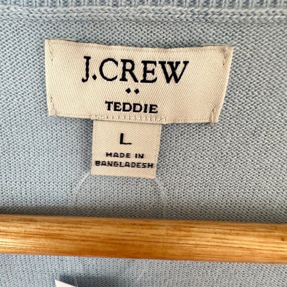 J.Crew Teddie Sweater Preppy Minimalist Cotton Powder Blue Women's‎ Large - Picture 6 of 8